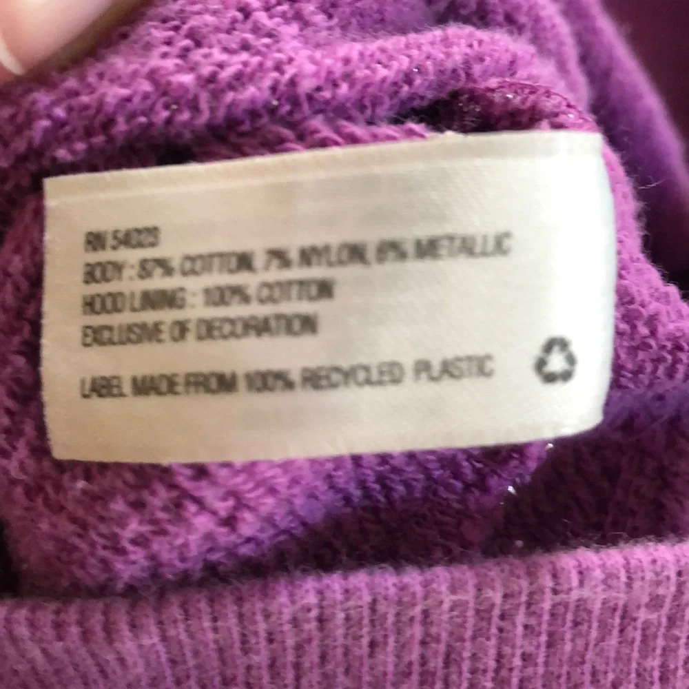 💜 Baby GAP Preppy Sparkle Purple‎ Fall outfit Hoodie 18-24 months